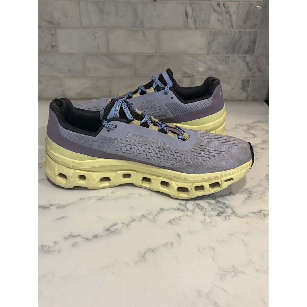 On Cloudmonster Women's Running Shoes Grey Purple Yellow US 11 EU 43 - Picture 6 of 8